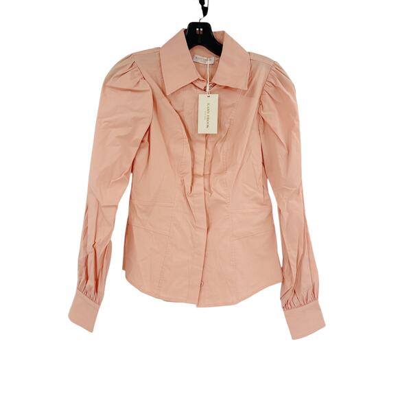 RAMY BROOK Top NEW Size XS Light Orange Lucia Collar Button Down $325 - Picture 3 of 5
